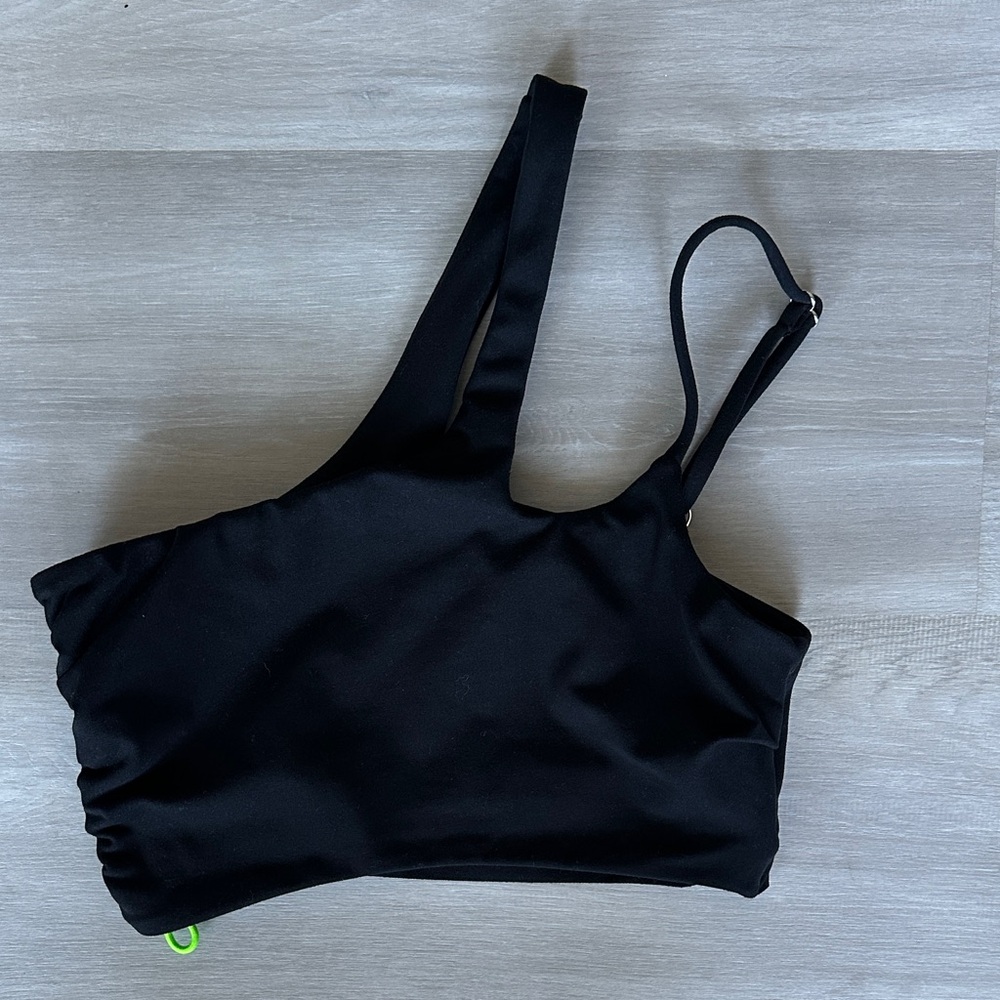 Bombshell Sportswear Black Asymmetrical Sports Bra